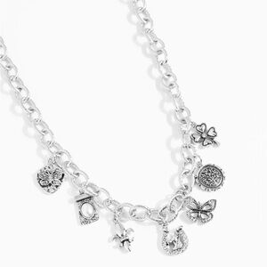 Paparazzi Silver Charm Necklace with Crystal Embellishments